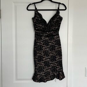 Black lace mini dress
